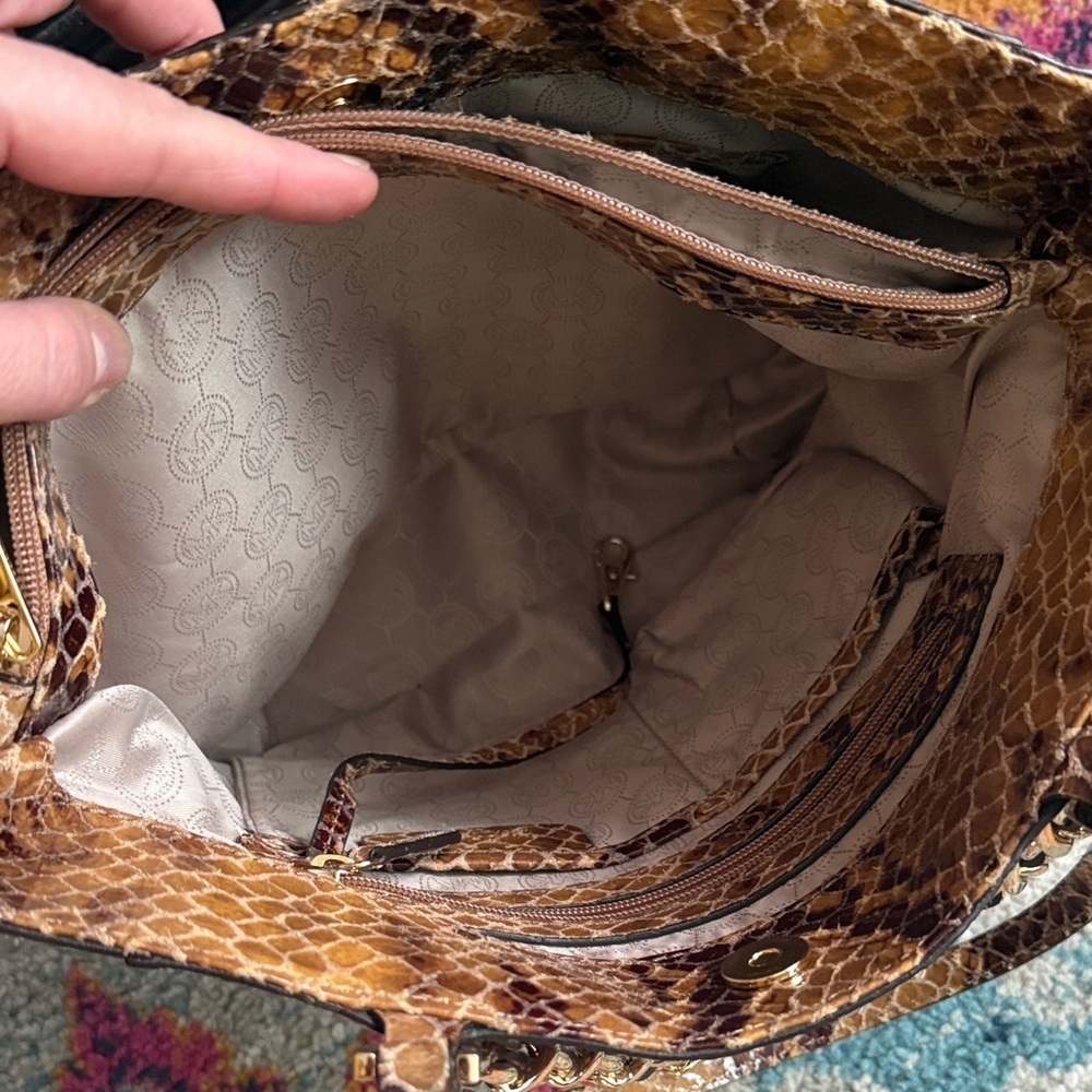 Michael Kors Tan Snake Print Tote - Picture 7 of 8